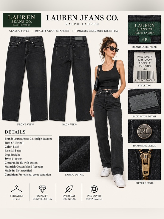 Ralph Lauren Denim - Vintage/Y2K Ralph Lauren Black Jeans - size 6 Petites